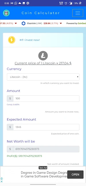 Coin Calculator Screenshot 0