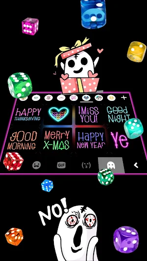 Neon Dice Gravity Keyboard Background Screenshot 2