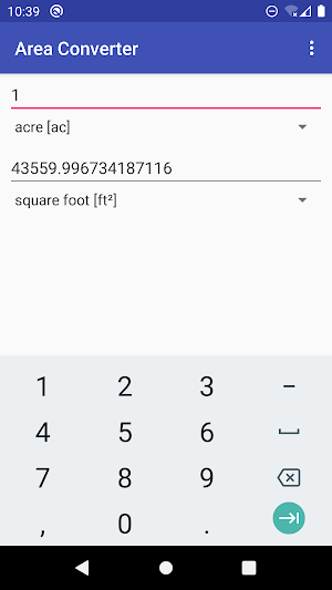 acres to square feet to hectare : Area Converter Screenshot 0