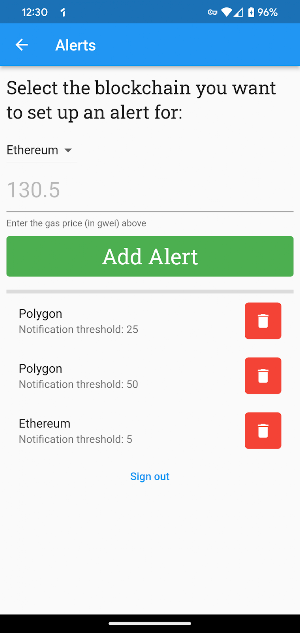 Gas Tap: Blockchain Gas Alerts Screenshot 3