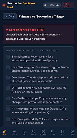 Headache Decision Tool Screenshot 1