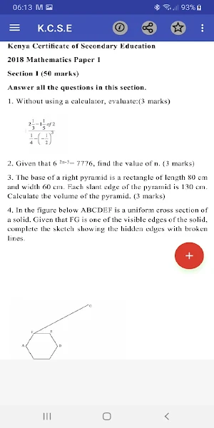 Kcse mathematics: past papers. Screenshot 1
