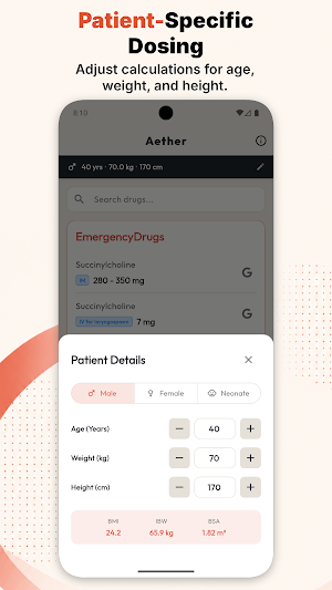 Anesthesia Calculator: Aether Screenshot 1