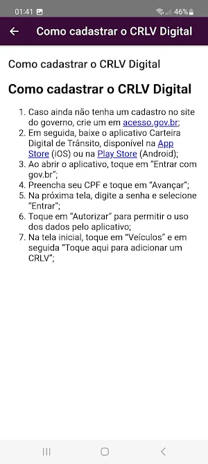 CRLV Digital guia Screenshot 2