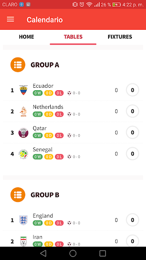 Calendario Copa Mundial Screenshot 0