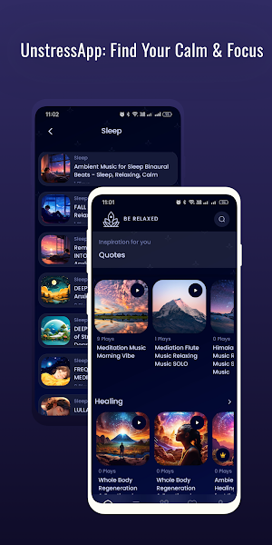 Meditate & Sleep :UnstressApp Screenshot 1
