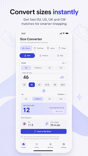 Shoes & Clothes Size Converter Screenshot 0