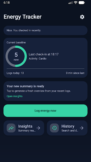 Personal Life Energy Tracker Screenshot 0