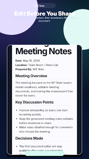 NIT Note: AI Meeting Notes Screenshot 2