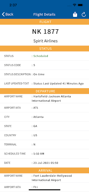 iFlight - Flights Details Screenshot 2