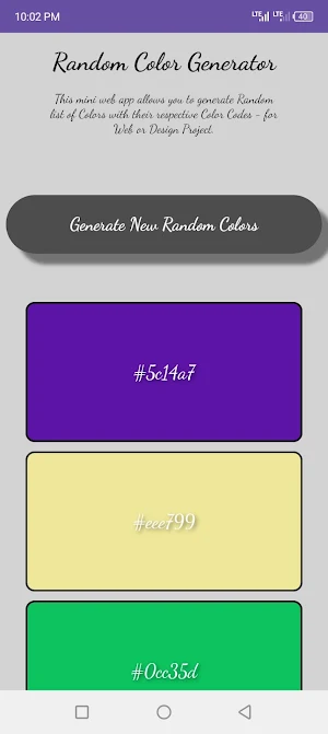 Simple Random Colors Generator Screenshot 1
