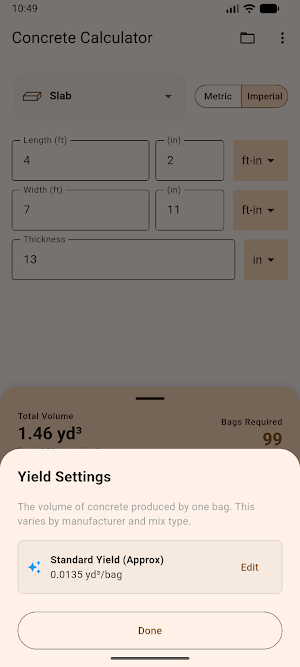 Concrete Calculator Screenshot 1