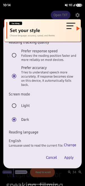 Cue Along - Read to Scroll Screenshot 2
