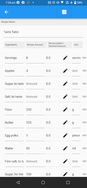 Recipe Calculator Screenshot 1