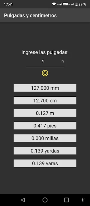 Pulgadas y Centímetros Screenshot 2