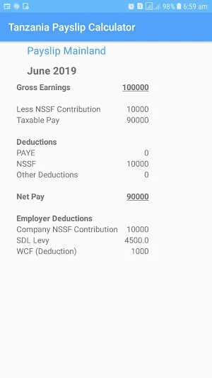 Tanzania Payslip Calculator Screenshot 1