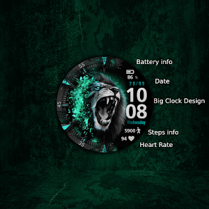 Cyan Lion Watch Face WearOs Screenshot 2