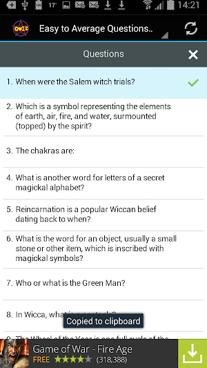 Witchcraft, Wicca & Pagan Quiz Screenshot 3