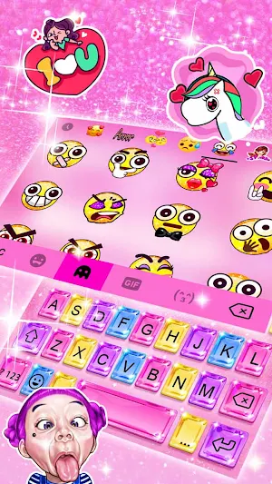 Pink Glitter Crystal Keyboard Background Screenshot 2