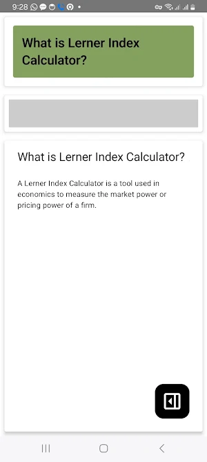 Lerner Index Calculator Screenshot 2