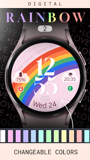 Rainbow 2 digital watch face Screenshot 1