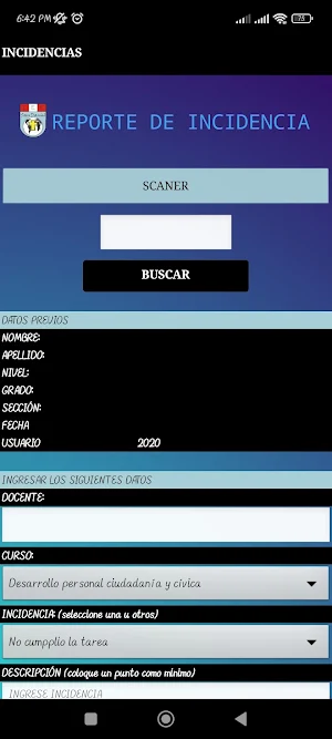 Reg. Asistencia e incidencias Screenshot 2