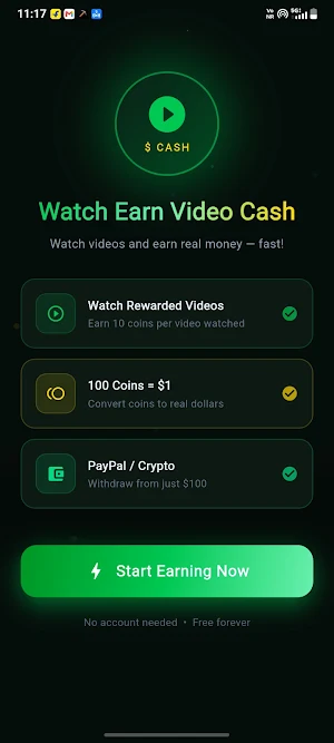 Watch Earn Video Cash Screenshot 0