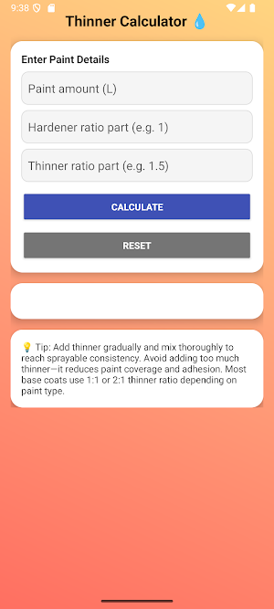 Paint Mixing Ratio Calculator Screenshot 2