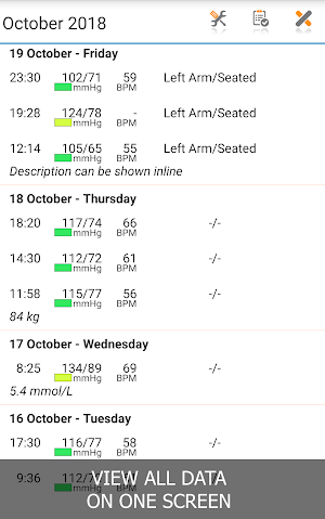 Blood Pressure Log - MyDiary Screenshot 1
