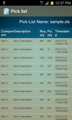 Inventory Picklist Screenshot 2