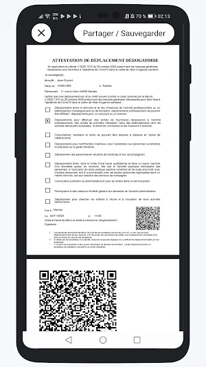Attestation de déplacement Novembre 2020 Screenshot 1
