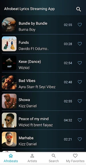 Afrobeat Lyrics: Music Lyrics Screenshot 2