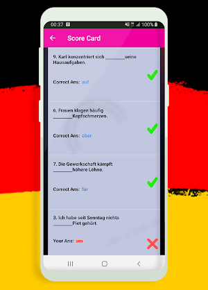 Test Verben mit Präpositionen Screenshot 3