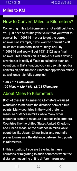 Miles to KM Screenshot 1