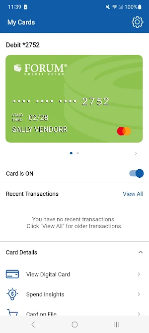FORUM CU Card Management Screenshot 2