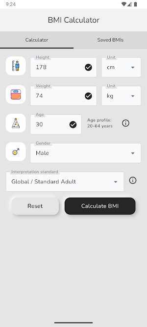 BMI Calculator and Tracker Screenshot 0