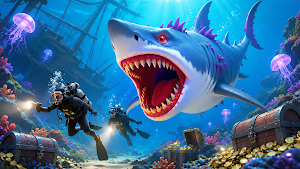 Ocean Shark Hunt & Grow Screenshot 0