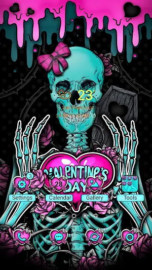 Skull Love Valentine-Wallpaper Screenshot 0