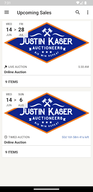 Kaser Auction Screenshot 0