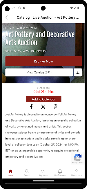 Just Art Pottery Auctions Screenshot 1