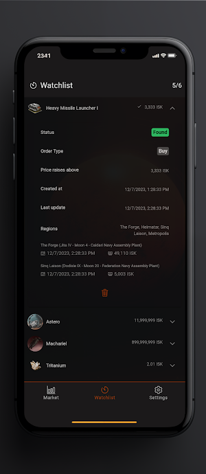 Eve Online Market Watcher Screenshot 2