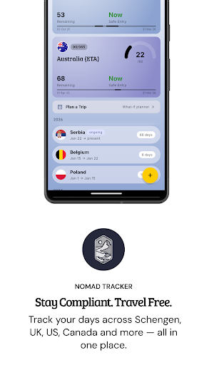 Nomad Tracker - 90/180 Rule Screenshot 0