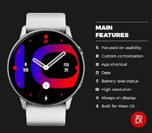 Hybrid Blue Red Watch Face Screenshot 1