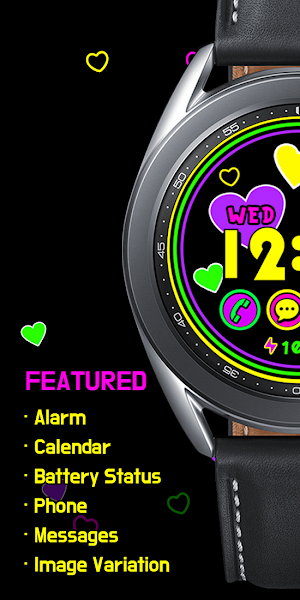 Black Colorful Heart_Watchface Screenshot 1
