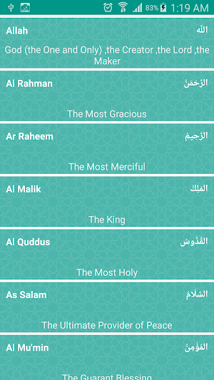 Allah Names and Prophets tree Screenshot 0