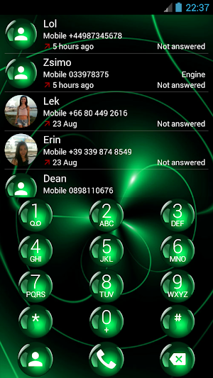 Dialer Spheres Green Theme for Drupe or ExDialer Screenshot 1