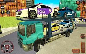 City Police Car Transporter Truck: Trailer Driving Screenshot 0