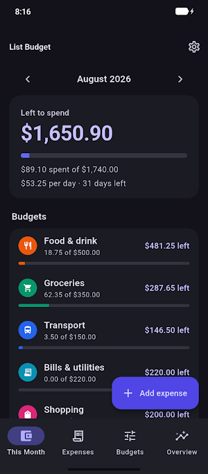 List Budget: Expense Tracker Screenshot 0