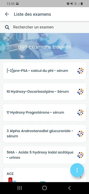 LBM BIOMED34 - Catalogue des examens Screenshot 2