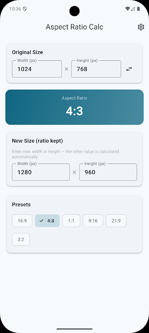 Aspect Ratio Calculator Screenshot 0